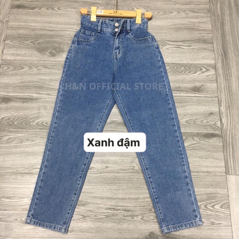 Quần baggy jean nữ quần bò nữ lưng cao chun sau phong cách hàn quốc