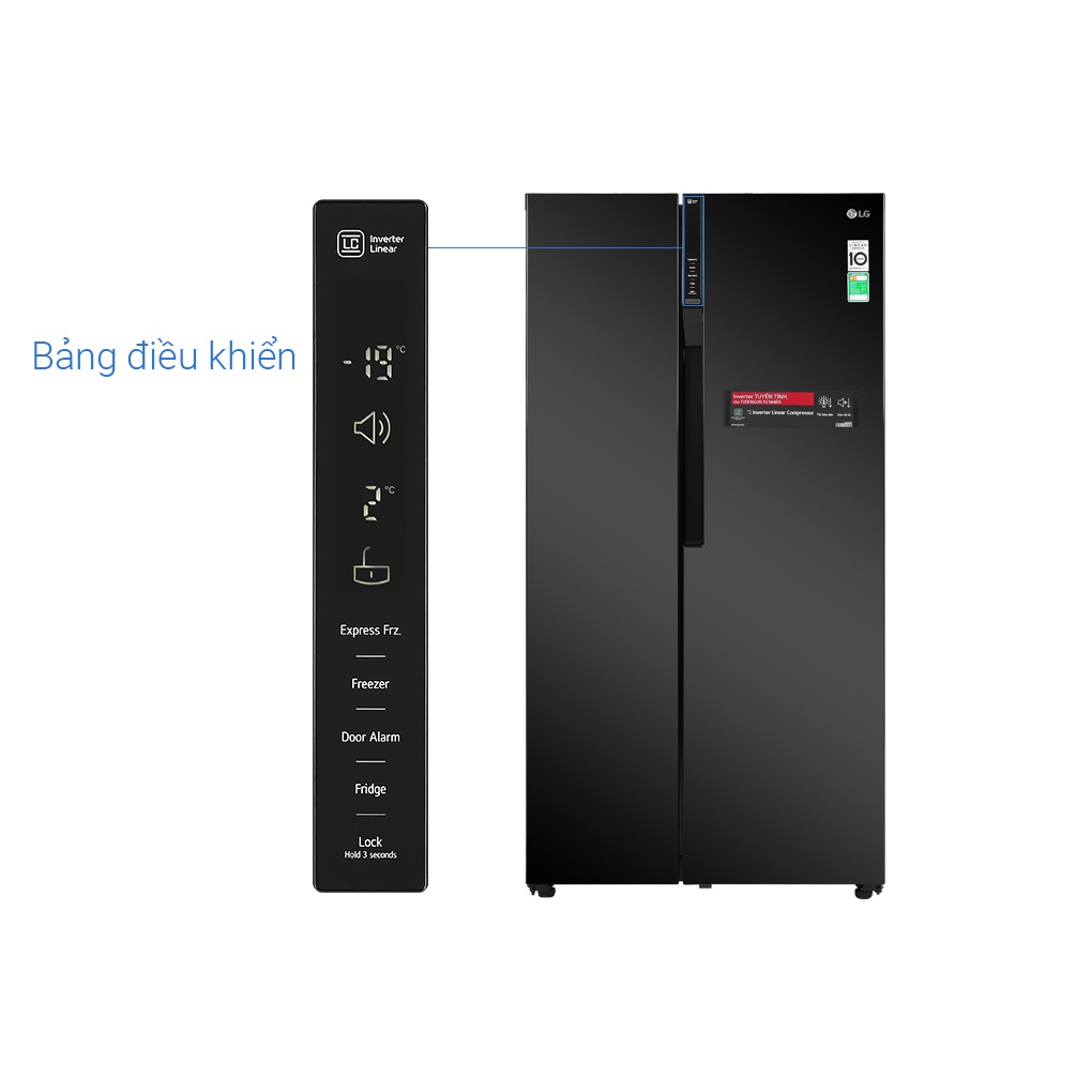 [Mã ELHAMS5 giảm 6% đơn 300K] LG B247WB - Tủ lạnh LG Inverter 613 lít GR-B247WB