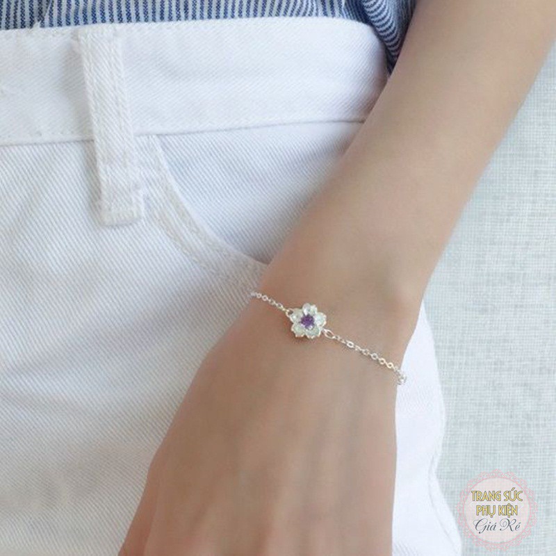 Lắc tay hoa anh đào LT44 nhỏ xinh bạc S925