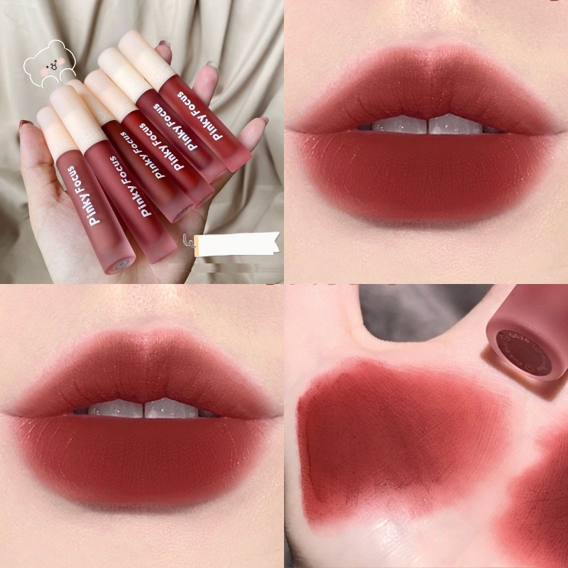 [Hàng mới về] Son kem lì Pinkyfocus kháng nước lâu trôi phù hợp đi dự tiệc