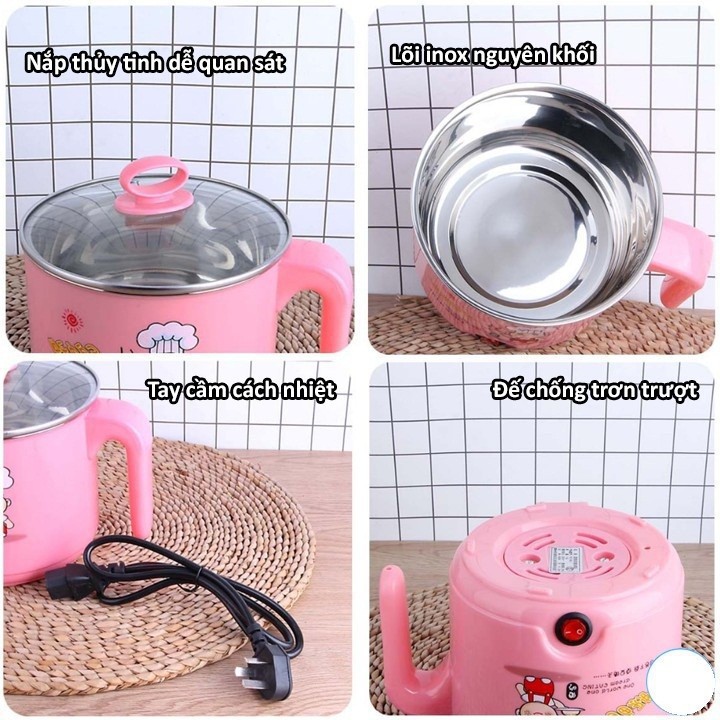 Ca nấu mì 16cm siêu tốc 💖 Free Ship 💖 Nồi lẩu mini gia đình 16cm lõi inox tiện lợi