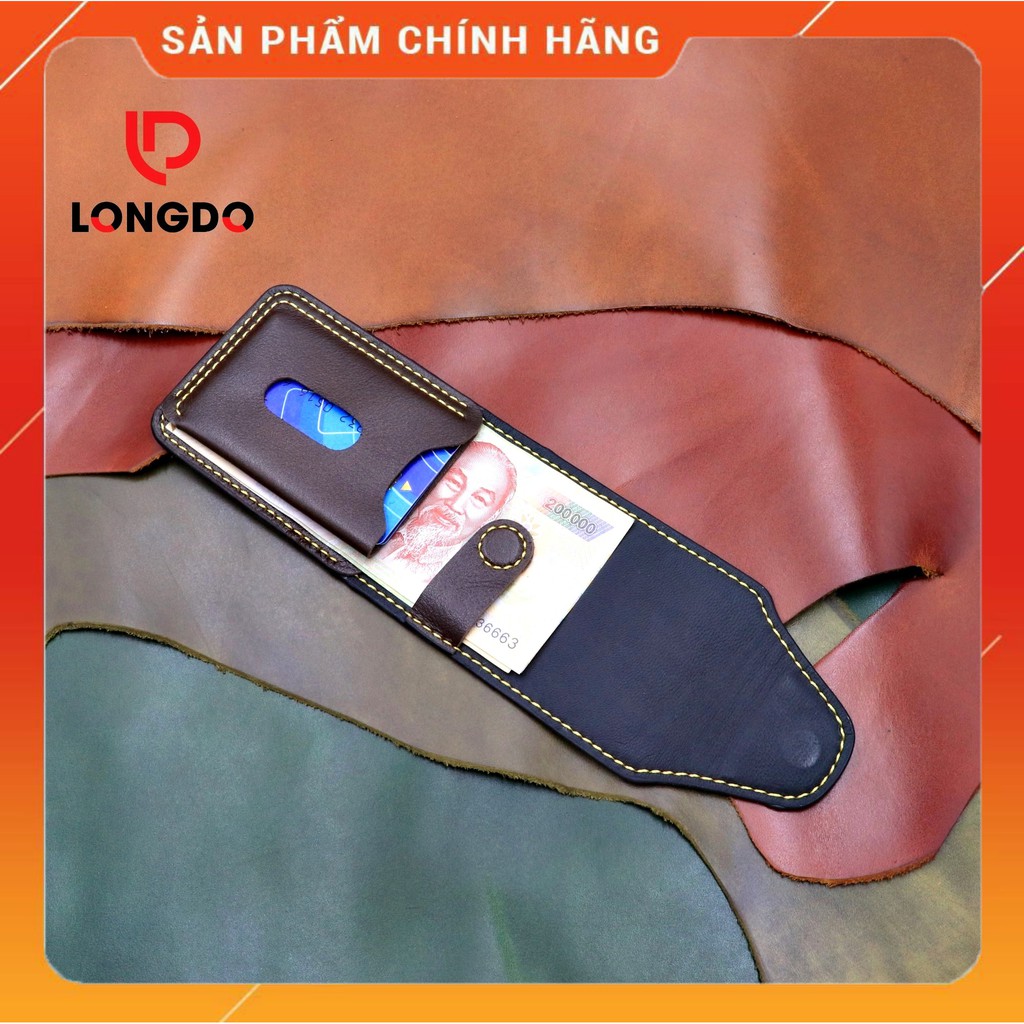 Ví Sen 5 Cao Cấp - Cam Kết Da Thật 100% - Ví Mini Nam Màu Chocolate Hàng Chính Hãng Thương Hiệu Longdo Leather Uy Tín