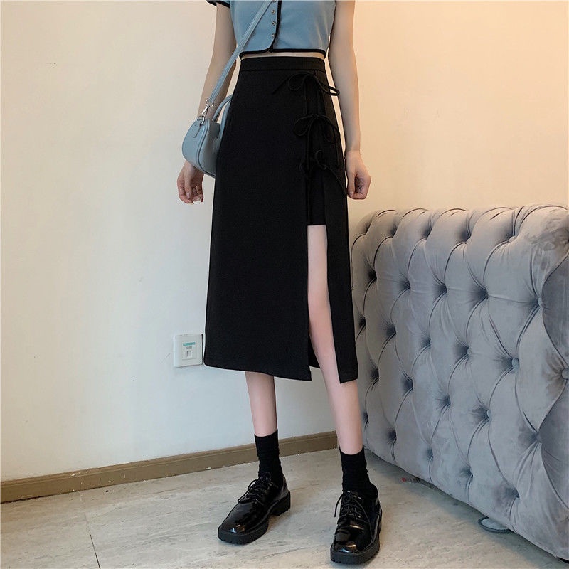 Chân váy midi COZOK lưng cao thiết kế xẻ tà thời trang trẻ trung