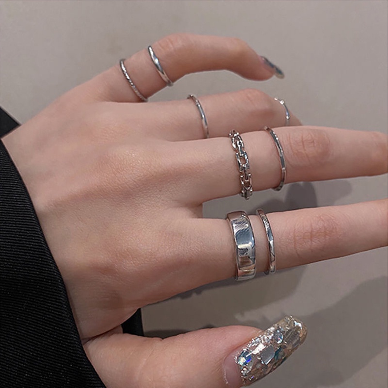 Bộ nhẫn bạc đính ngọc trai nhân tạo thời trang Hàn Quốc cho nữ