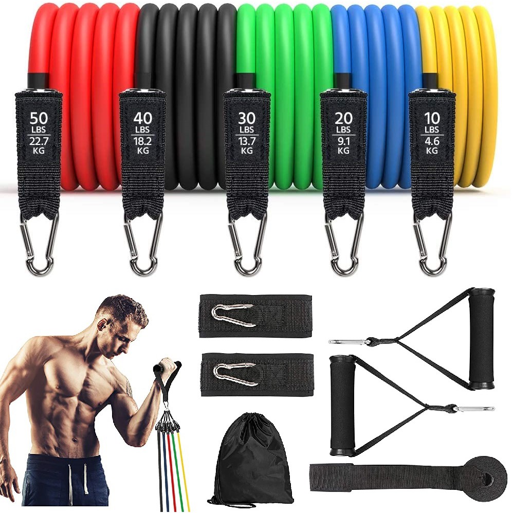 Dây ngũ sắc tập gym đàn hồi, Bô 5 dây kháng lực tập thể hình POPO YGT1 Dụng cụ tập GYM, YOGA