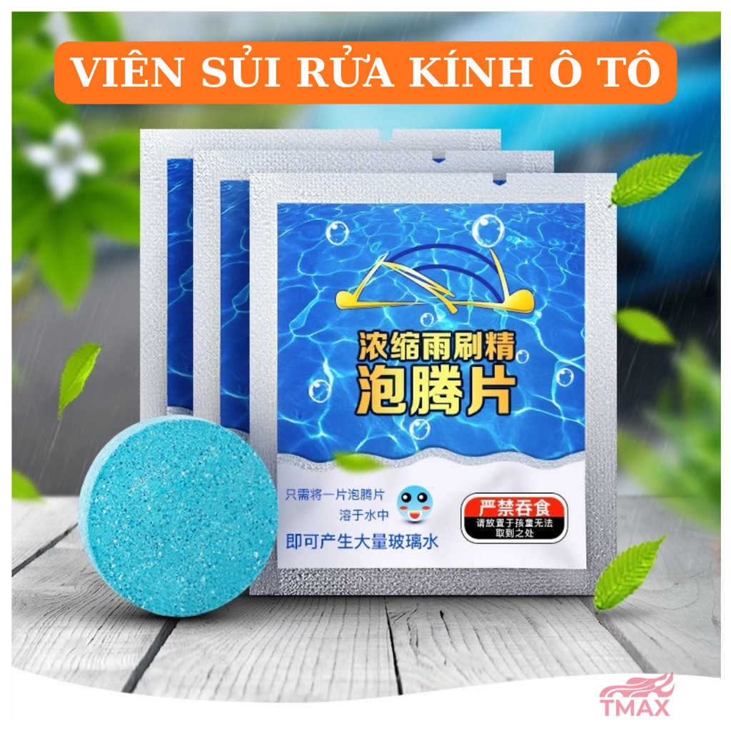 Viên sủi rửa kính ô tô - Rửa Kính Xe Hơi, Tẩy sạch kính, 100% sinh học, thân thiện môi trường