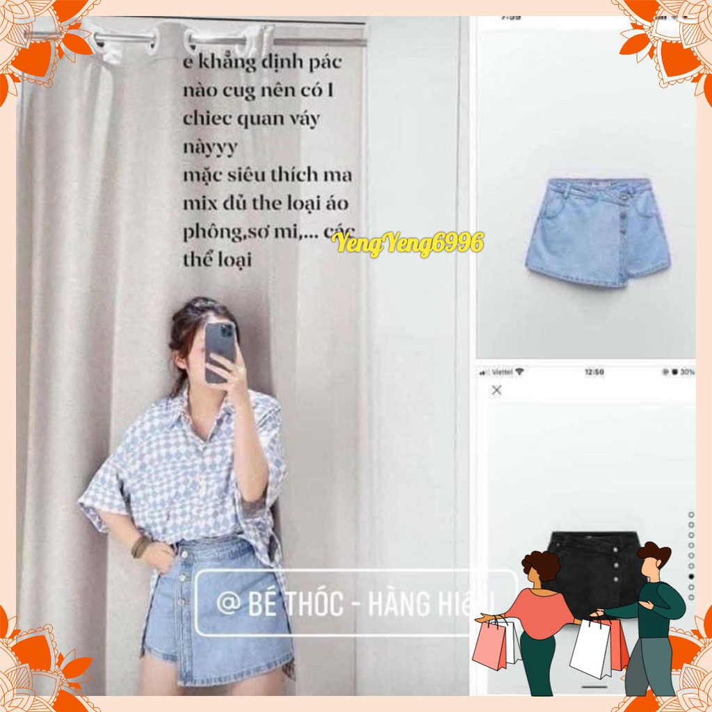 CVNU22 QUẦN JEANS GIẢ VÁY PHỐI KHUY VẠT LỆCH | BigBuy360 - bigbuy360.vn