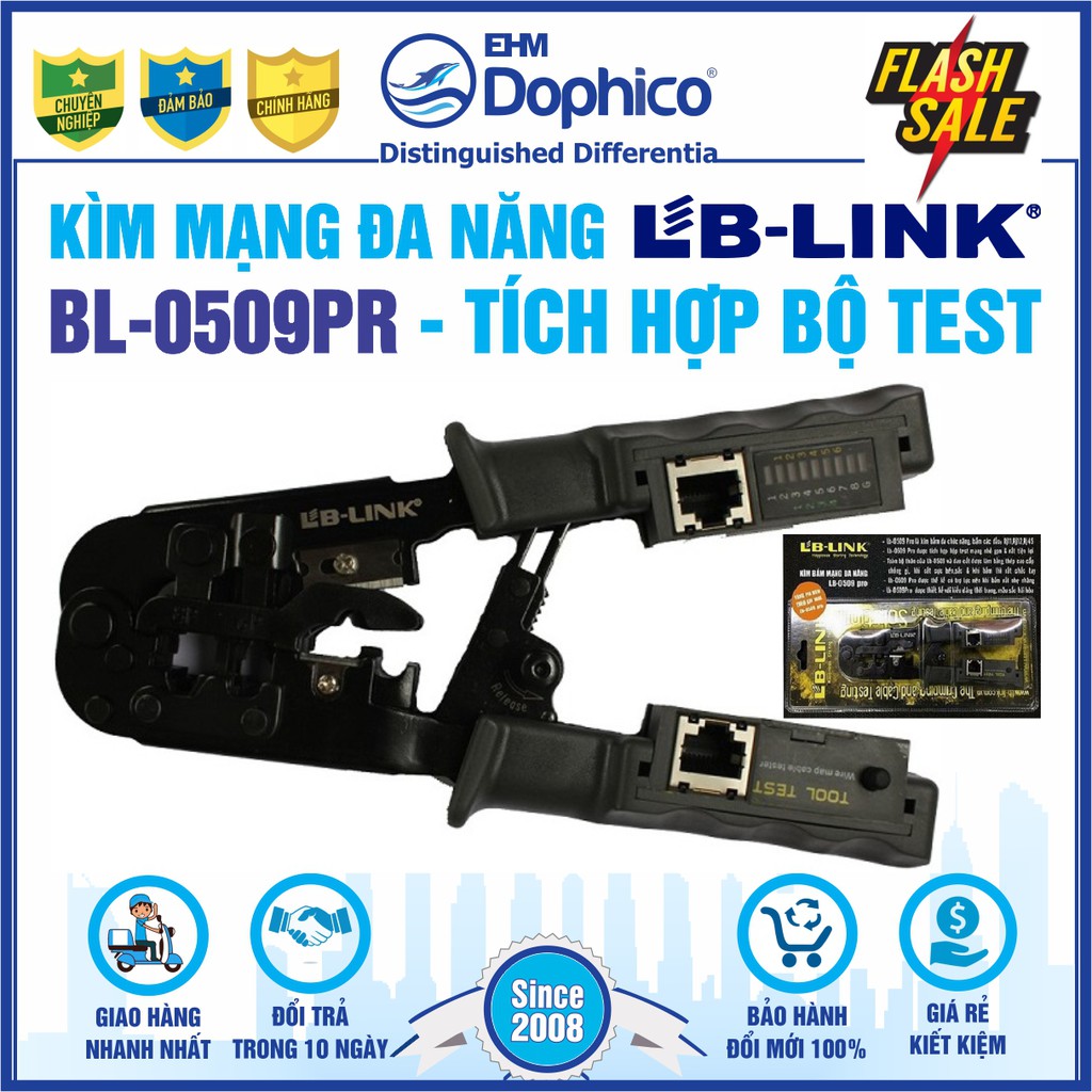 Kìm mạng LB-Link BL-0509Pr – Kìm bấm dây cáp mạng đa năng – Tích hợp bộ test – Chính hãng