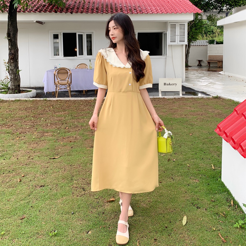 Đầm Phối Bèo Thời Trang Hàn Quốc Dành Cho Nữ