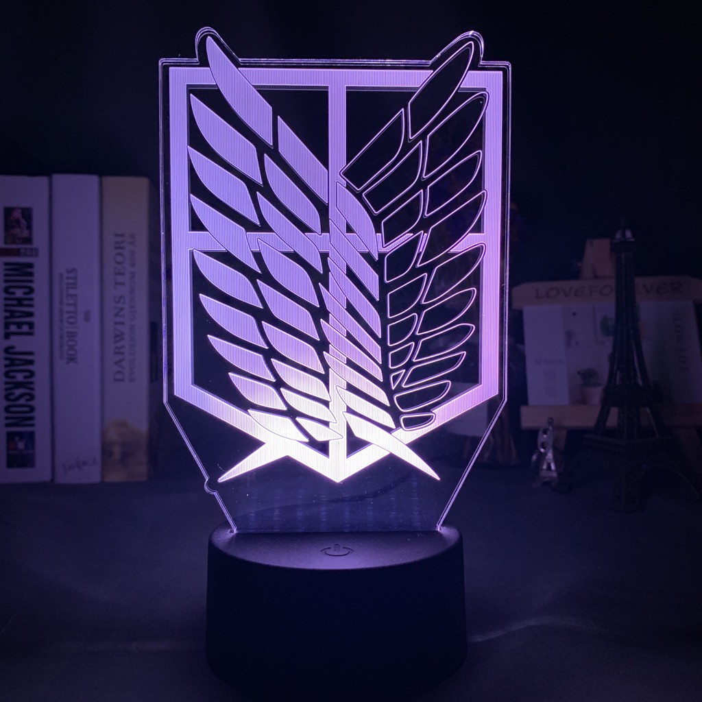 3D Illusion Led Night Light Wings of Liberty 7 màu Thay đổi đèn ngủ cho trẻ em Phòng trang trí nội thất Đèn bàn Attack on Titan Gift