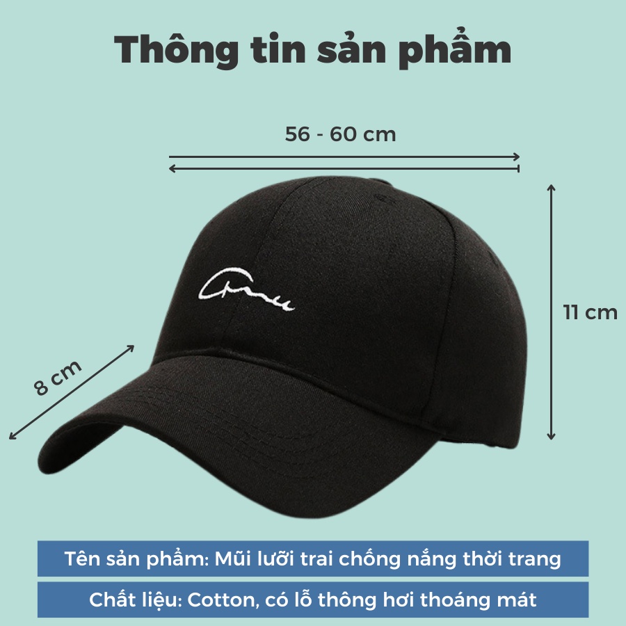 MŨ LƯỠI TRAI CHỐNG NẮNG THỂ THAO THỜI TRANG, VẢI CAO CẤP THOÁNG MÁT