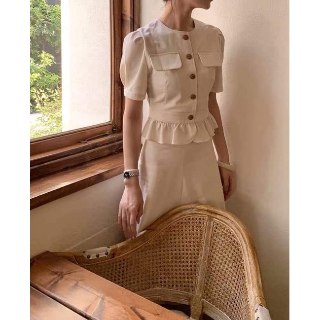 Set Đũi Áo Peplum Mix Chân Váy