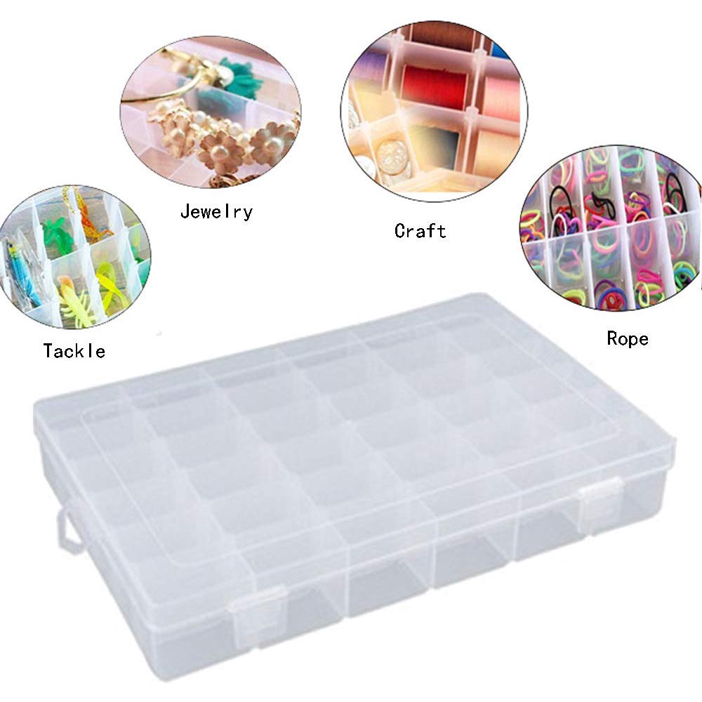 Hộp nhựa trong 28 ngăn đựng trang sức tiện dụng