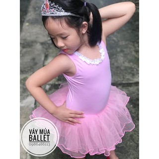 Váy múa ballet viền ren cổ