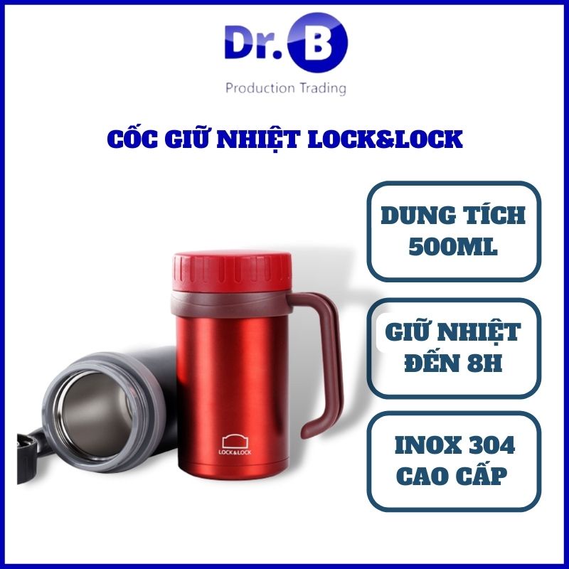 Ca giữ nhiệt LockandLock New Basic Table LHC4026 500ml chính hãng có tay cầm GiadungDrB