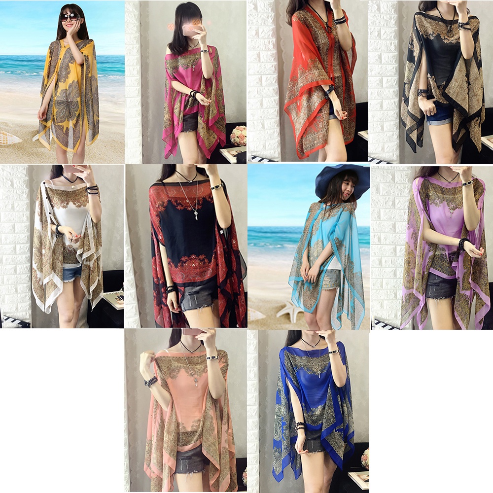 Áo Choàng Poncho Chống Nắng In Họa Tiết Thời Trang Cho Nữ