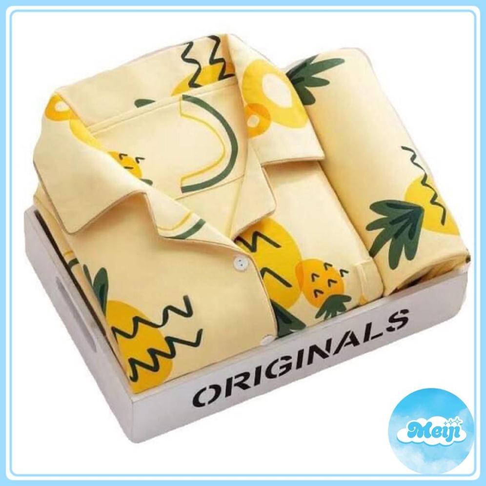 Quần áo ngủ, Bộ ngủ pijama hoa quả dài tay dày dặn