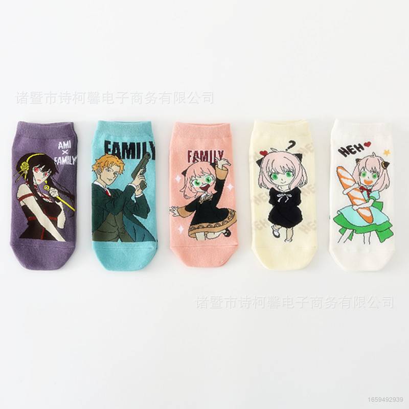 Set 5 Đôi Vớ cotton Ngắn In Họa Tiết Hoạt Hình Thời Trang Thu Đông
