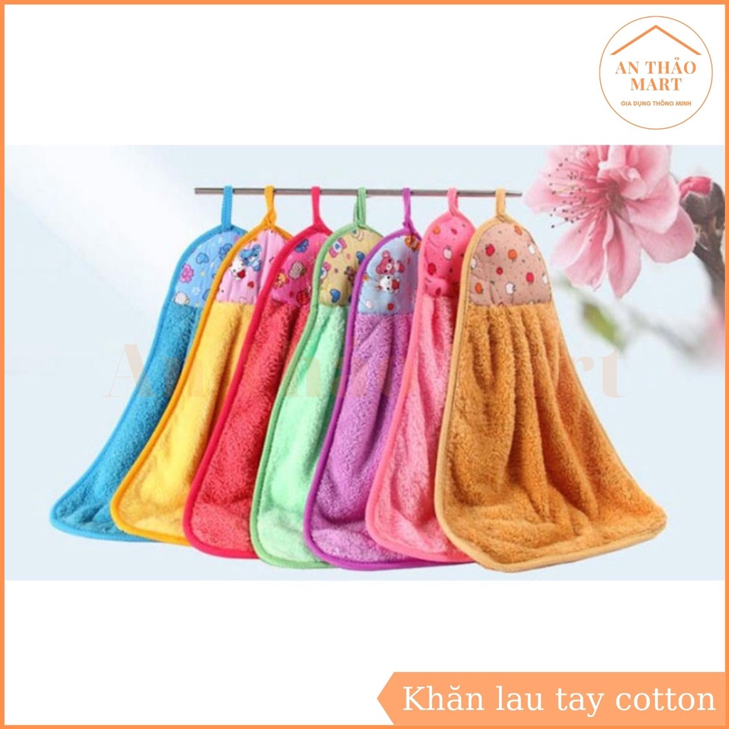 Khăn Lau Tay Cotton Nhà Bếp Có Móc Treo Tường Thấm Hút Tốt