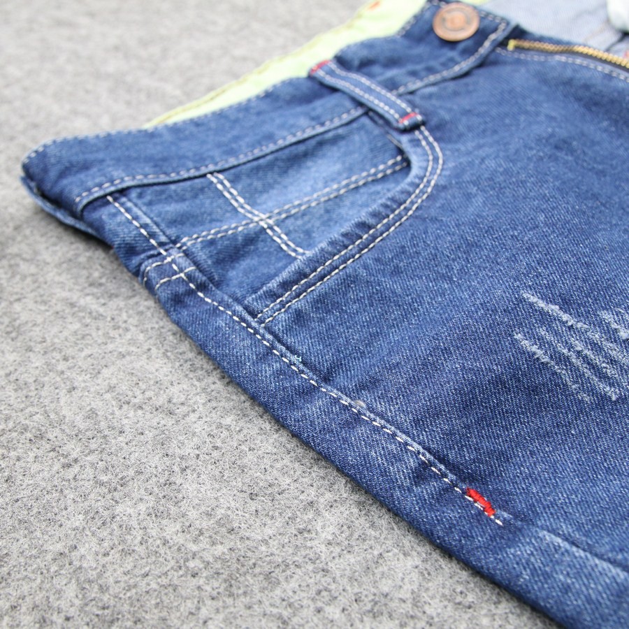 Quần short jean nam xanh xước vải đẹp TS37 Tronshop