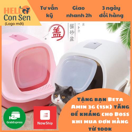 Nhà vệ sinh cho mèo (3in1) size to  50x32x32cm dạng hộp kín 3 trong 1 Tặng xẻng xúc cát mèo