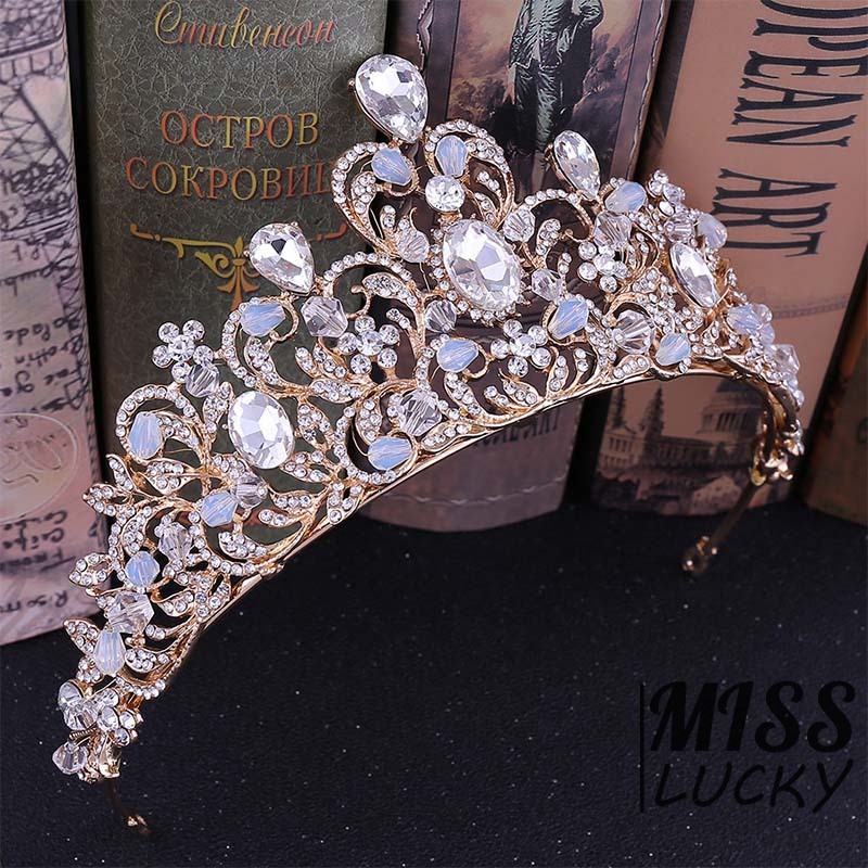 Vương miện công chúa cài tóc đính đá pha lê sang trọng