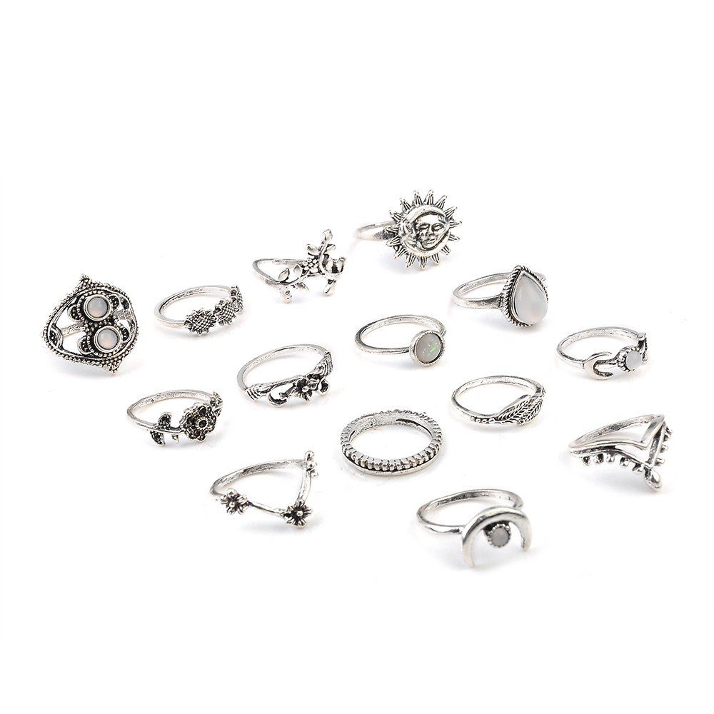 Bộ 14 Nhẫn Nhiều Kiểu Dáng Phong Cách Bohemian