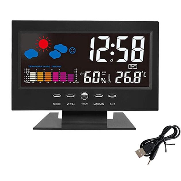 Đồng Hồ Báo Thức Màn Hình Lcd Hiển Thị Nhiệt Độ