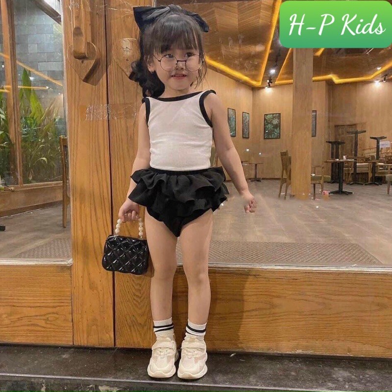 set áo khoét lưng + quần giả váy cho bé gái 10-20kg : đỏ, vàng, trắng, vàng chanh (ảnh thật)