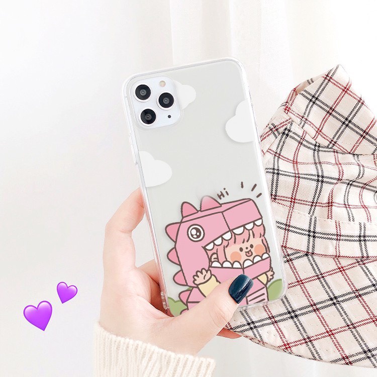 Ốp lưng hình cặp đôi khủng long cute viền trong chống ố 5/5s/6/6plus/6s/6splus/7/7plus/8/8plus/x/xs/11/12/pro/max