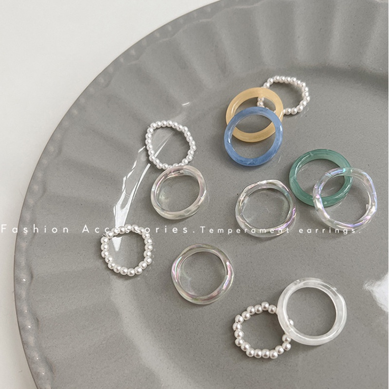 Set 3 Nhẫn Đính Ngọc Trai Kiểu Dáng Đơn Giản Thời Trang Dành Cho Nữ
