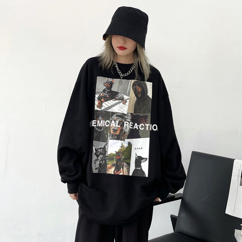 Áo Nỉ Nữ Dài Tay Cổ Tròn Form Rộng Thời Trang Hàn