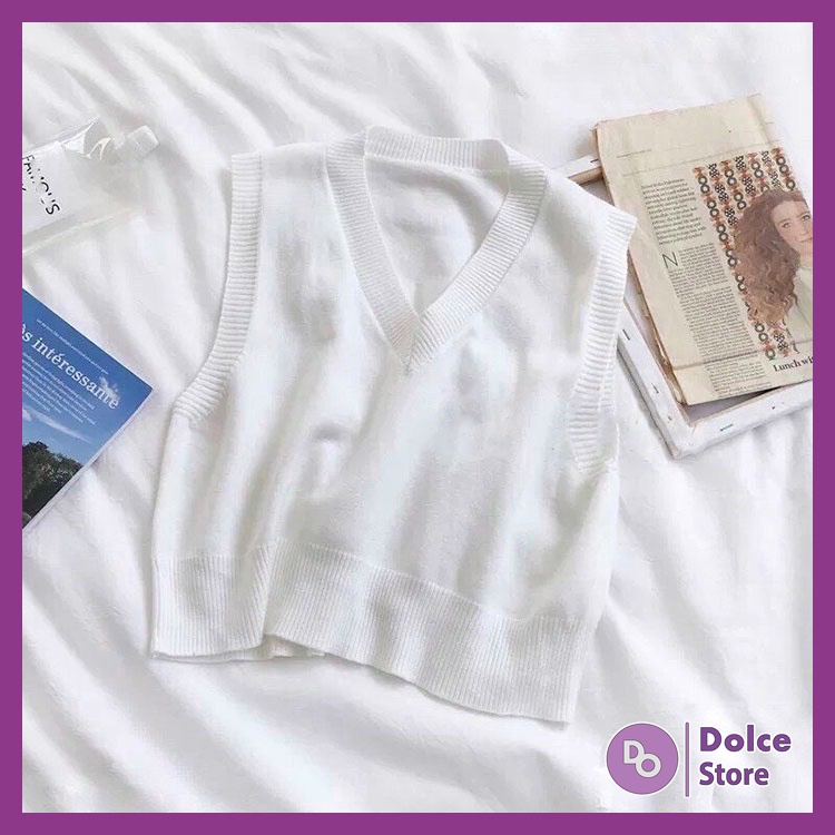 Áo gile len nữ cổ tim chất đẹp - Dolce
