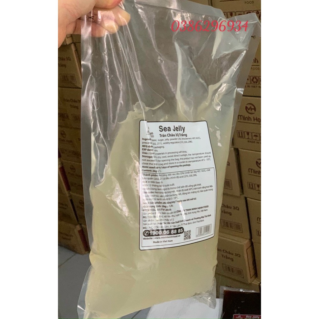 THẠCH TRÂN CHÂU 3Q SEA JELLY MINH HẠNH TRẮNG/ ĐEN - 2KG/ GÓI - Hàng Có Sẵn, hạt trân châu rất giòn