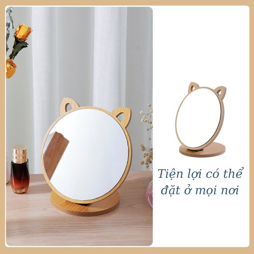 Gương Decor - Gương Gỗ Hình Tai Thỏ Dễ Thương - Mila Store