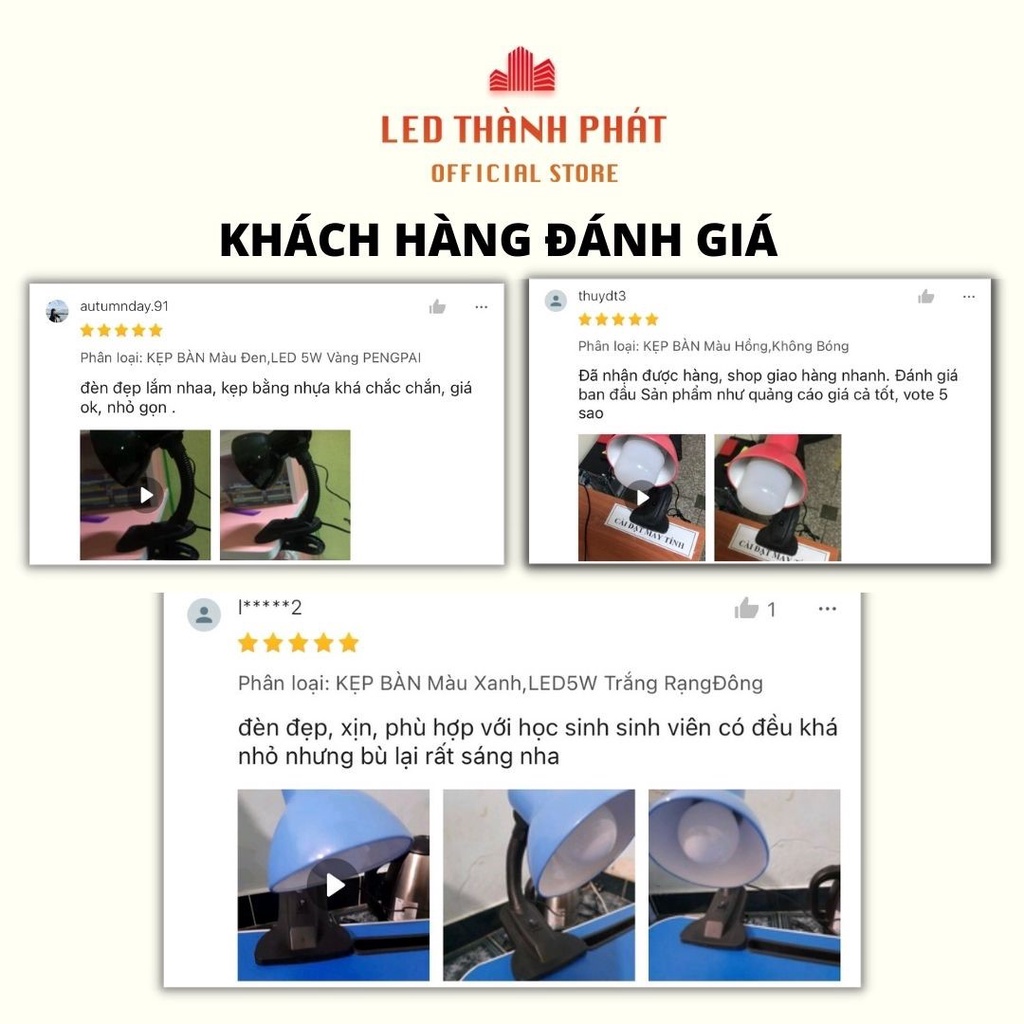 Đèn KẸP BÀN chống cận SV01 nhỏ gọn cho bàn gấp kèm bóng LED 5W tiết kiệm điện năng, bảo vệ thị lực