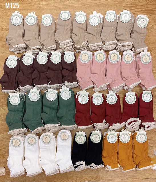 Tất vớ nữ ren viền bèo Béo shop hàn quốc co giãn thấm hút mồ hôi MT25