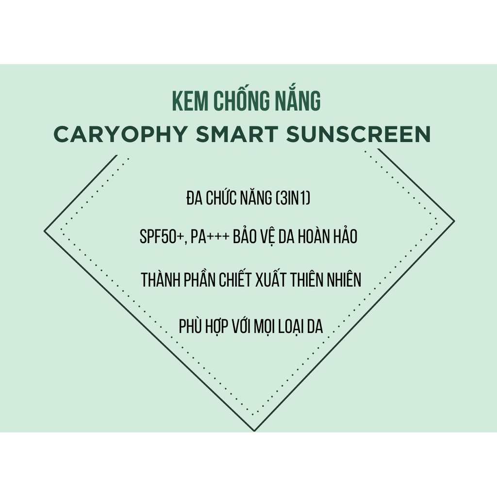 [CHÍNH HÃNG] Kem Chống Nắng Thông Minh 3IN1 Caryophy  Smart Sunscreen Tone Up  SPF50+/ PA +++ 50ml | BigBuy360 - bigbuy360.vn