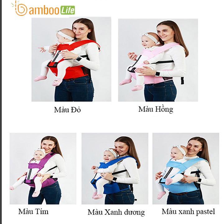 Địu em bé Bamboo Life BL033 địu 4 tư thế cho bé trợ lực, đa chức năng có ghế chống gù siêu nhẹ cho trẻ em