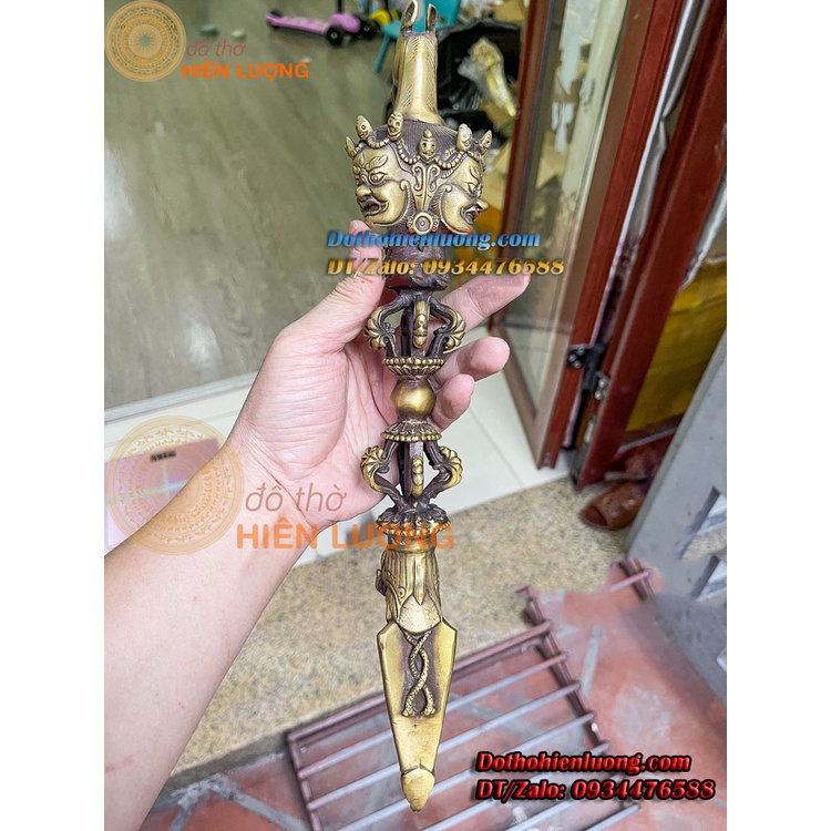 Dao Phổ Ba  Bằng Đồng Màu Vàng Dài 37cm, Nặng 1kg - Pháp Khí Mật Tông Tây Tạng