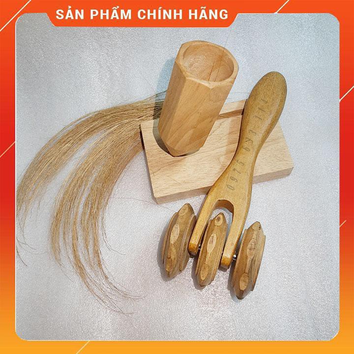 Dụng cụ massage toàn thânFREESHIP Dụng cụ mát xa bằng gỗ 3 bánh cao cấp xua tan đau nhức