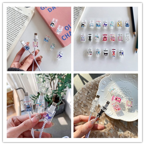 1 Phụ Kiện Bảo Vệ Dây Cáp Sạc Mini Kiểu Hoạt Hình Dễ Thương Màu Sắc Ngẫu Nhiên