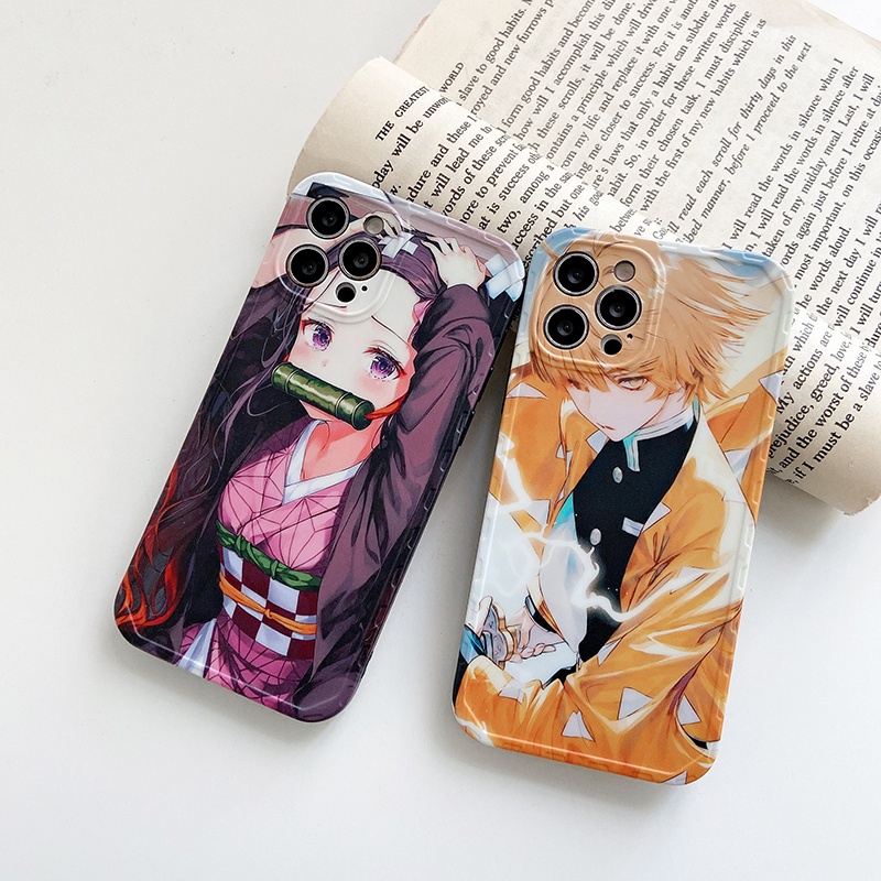 Ốp Điện Thoại Nhám In Hoạt Hình Demon Slayer Nezuko Zenitsu Cho iPhone 13 11 12 Pro Max Xs Max XR 8Plus