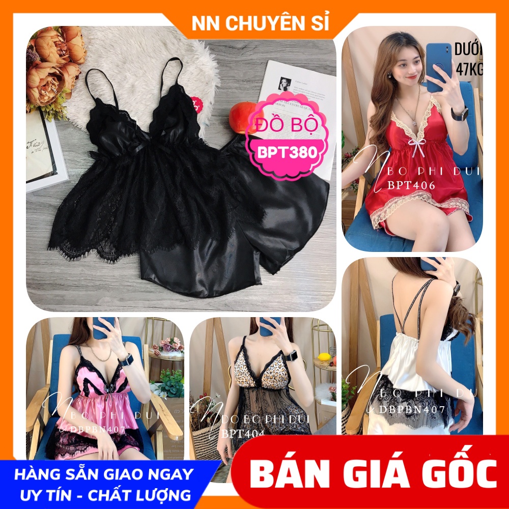 Đồ bộ nữ mặc nhà chất phi bóng mềm mịn mát phối ren dễ thương Đồ bộ sexy BPT