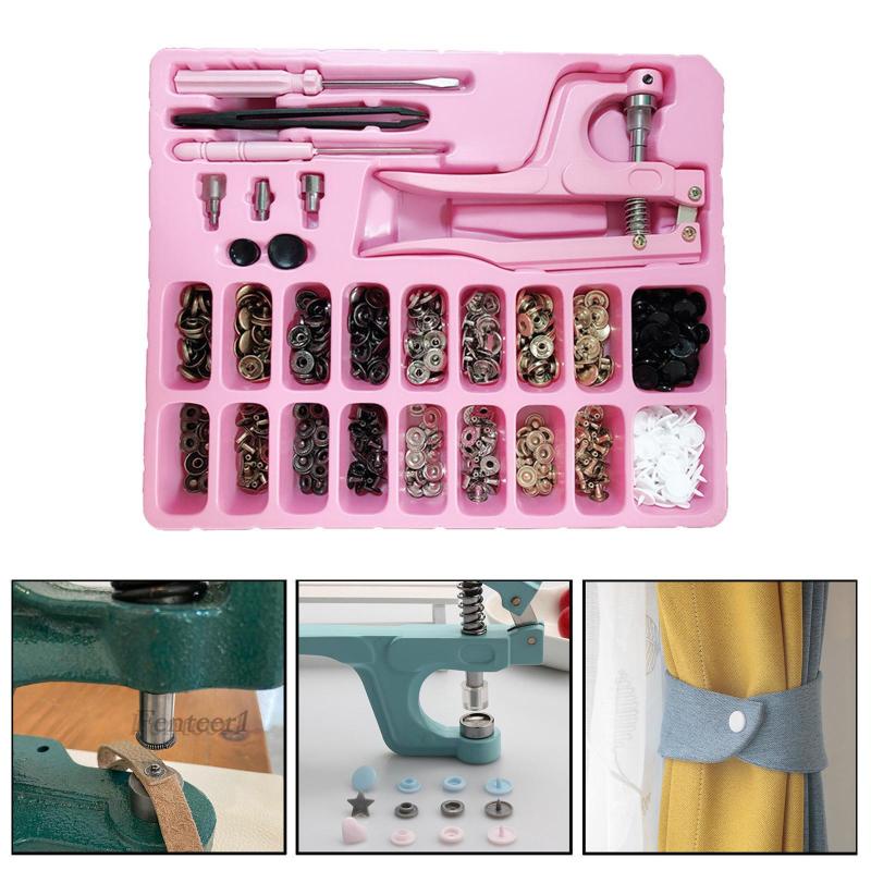 1 [Fenteer1] Bộ Nút Bấm Kim Loại Và Da Kèm Kìm Bấm