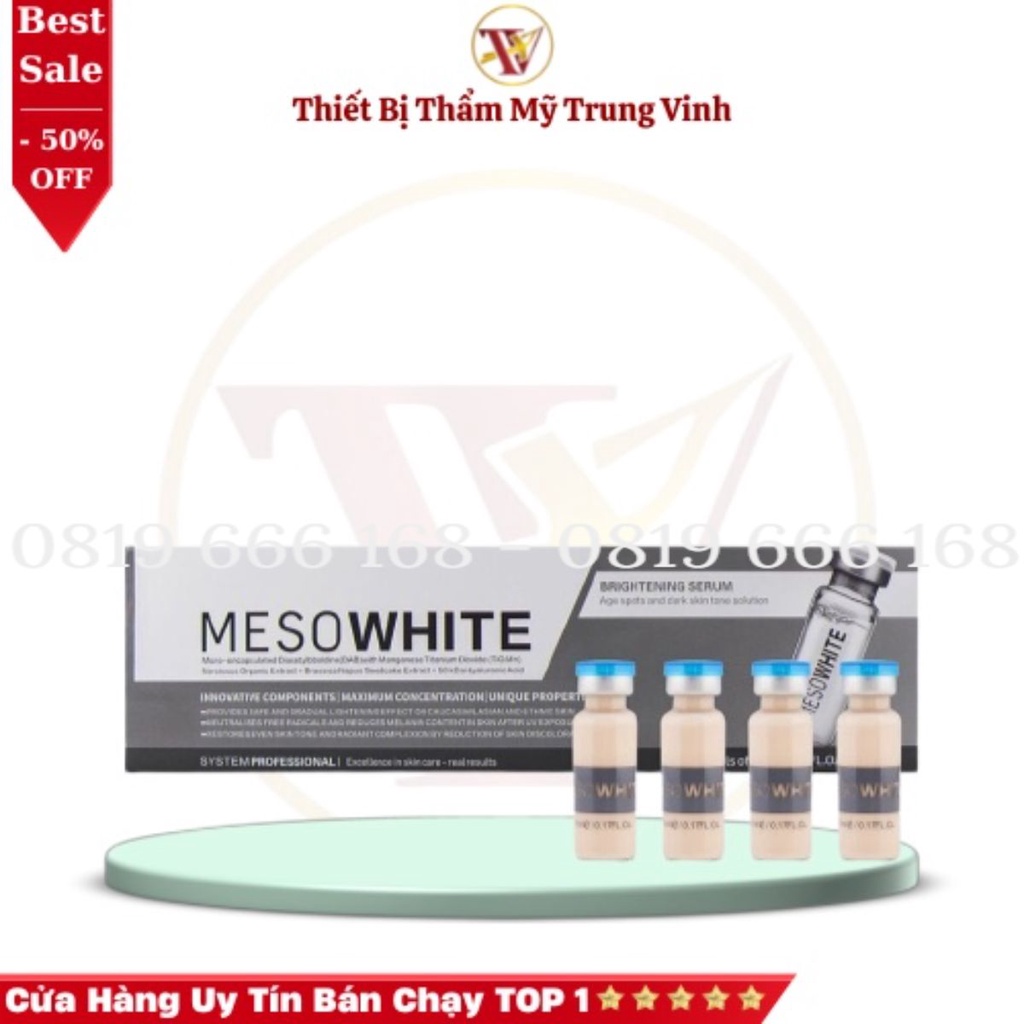 Cấy Phấn Mesowhite Làm Trắng Da Đẹp Mịn Và Đều Màu 1 (Hộp 10 lọ) -Cam Kết Hàng Chuẩn