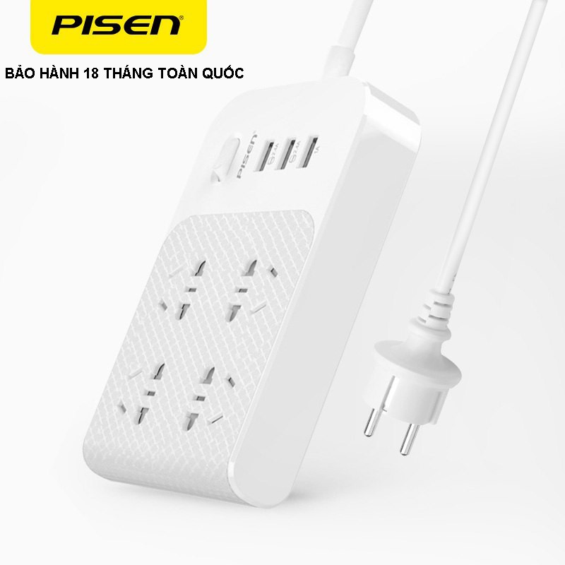 Ổ cắm điện Pisen BH-43  (Ổ dính, 4xAC, 3xUSB)