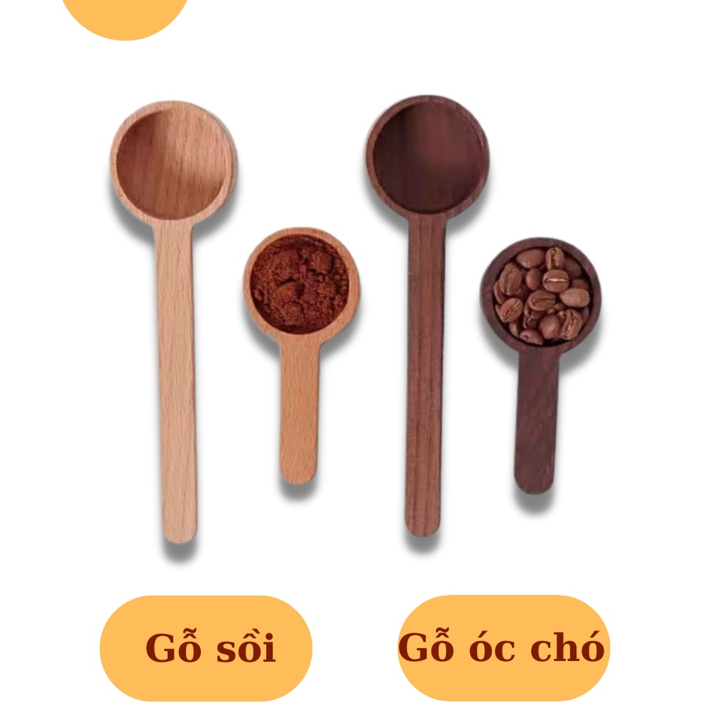 Muỗng gỗ đong cà phê, muỗng định lượng cà phê tiện lợi
