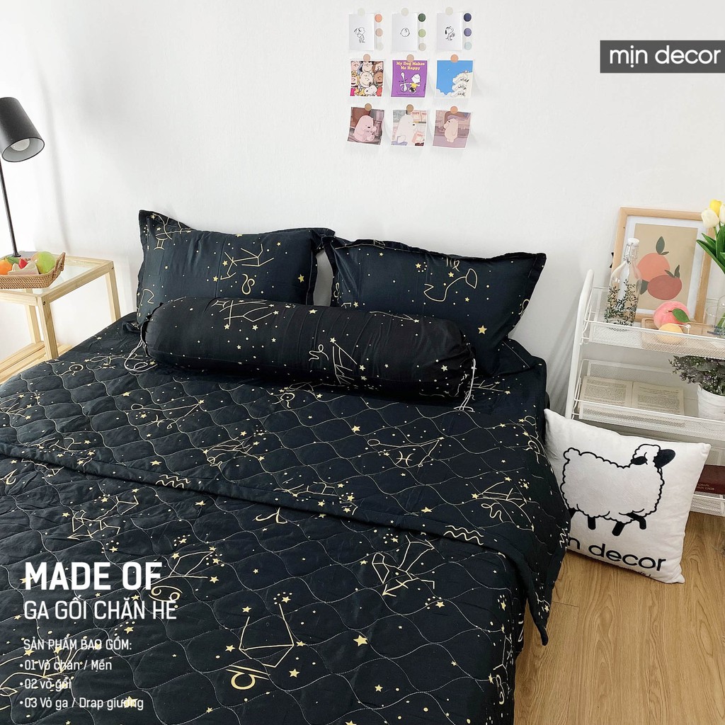 [2021] Bộ chăn ga gối Cotton 3D Mịn Decor - Bộ ga giường chăn trần bông mùa hè mềm mịn MIỄN PHÍ bo chun