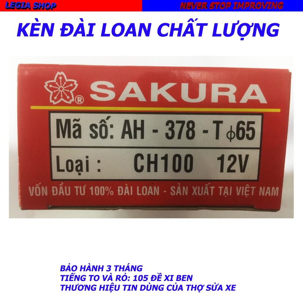 KÈN XE MÁY - CÒI XE MÁY 12V SAKURA BẠC 65MM